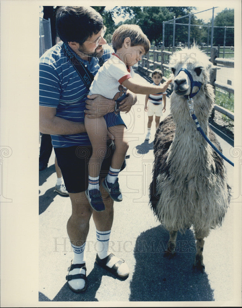 1987 Press Photo Warm Welcome at Indian Boundary Park Zoo - Historic Images