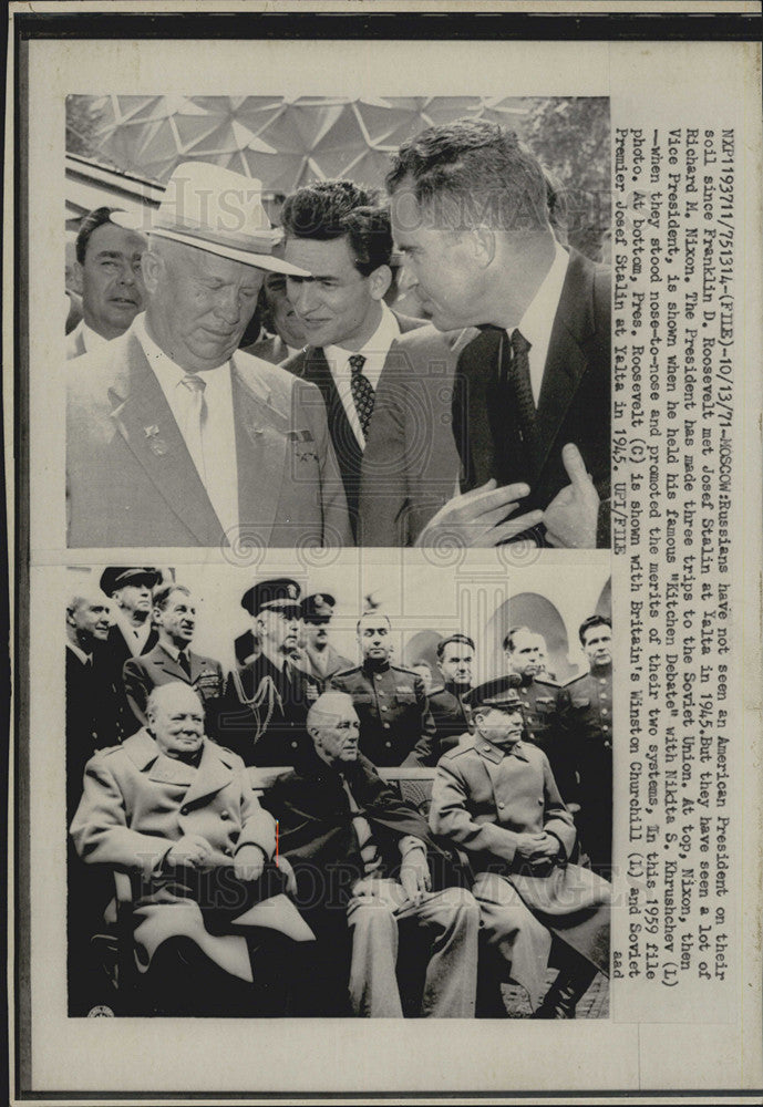 1971 Press Photo Richard Nixon in Russia &amp; 1959 photo of Pres. Roosevelt with - Historic Images