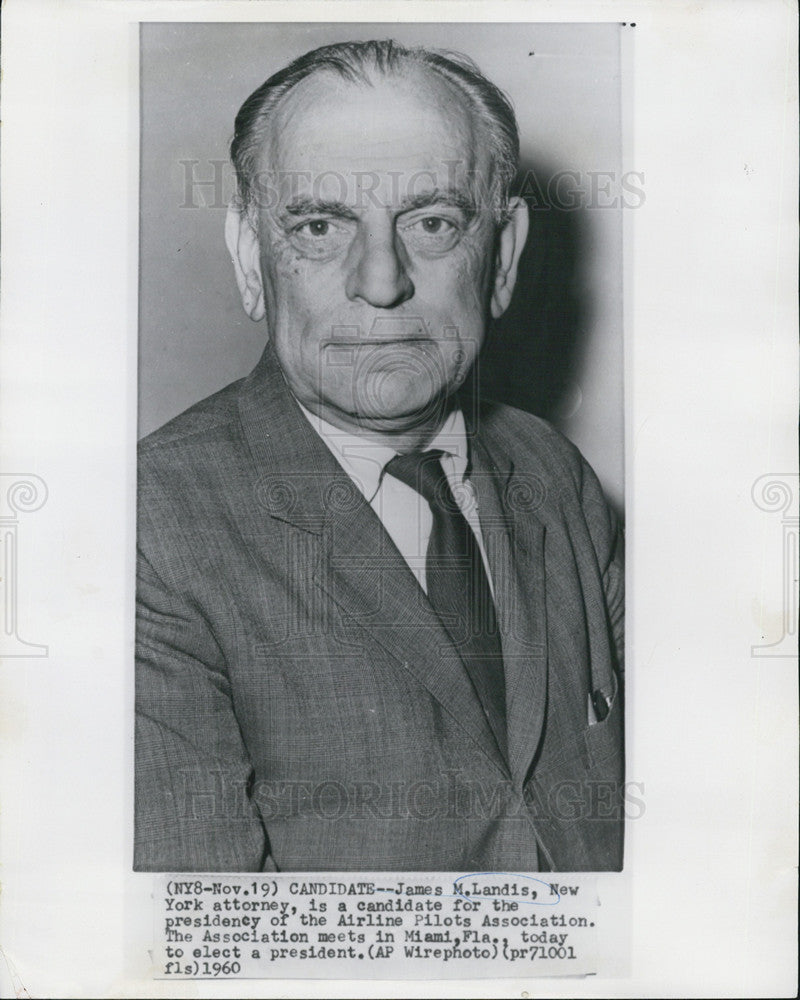 1960 Press Photo James Landis New York Attorney - Historic Images