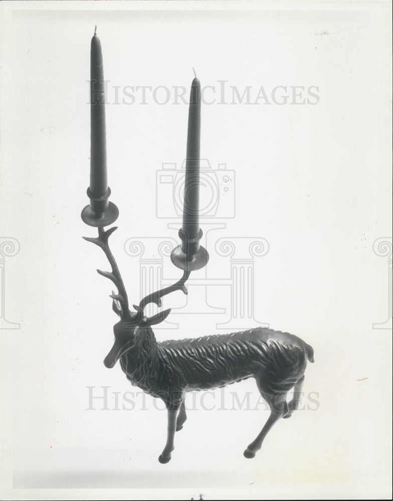 1988 Press Photo Bronze Reindeer candle holders for Christmas - Historic Images