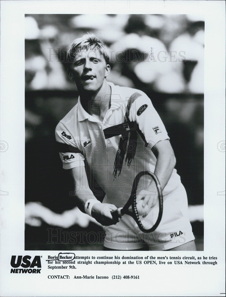 Press Photo Boris Becker tries for his second straight championship at U.S. Open - Historic Images