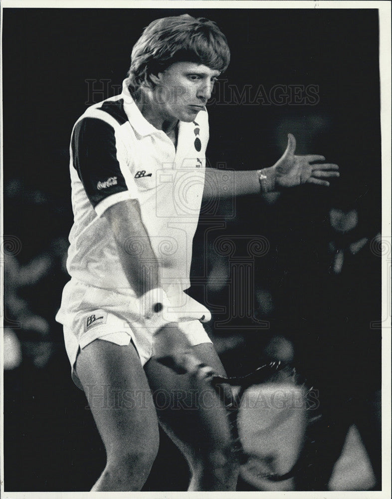 1987 Press Photo Boris Becker plays match to benefit Say No! to Drugs campaign. - Historic Images