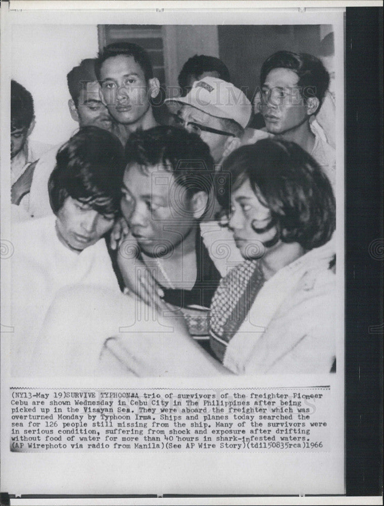 1966 Press Photo Survivors of Typhoon Irma rescued from a freighter - Historic Images