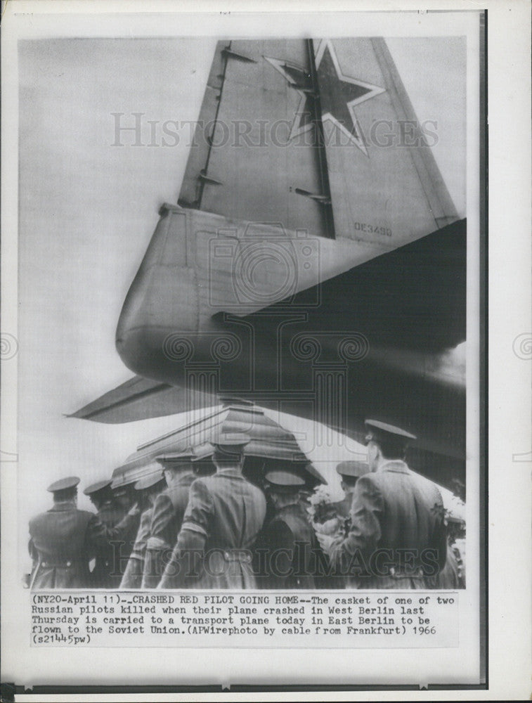 1966 Press Photo Casket of Russian Pilots from plane crash - Historic Images