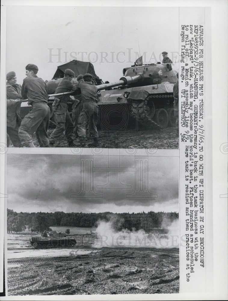 1965 Press Photo German Forces Work On Leopard Tank During Training Exercises - Historic Images