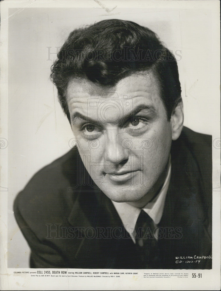 Actor William Campbell Columbia Pictures Cell 2455 Death Row 1955 Vintage Press Photo Print 