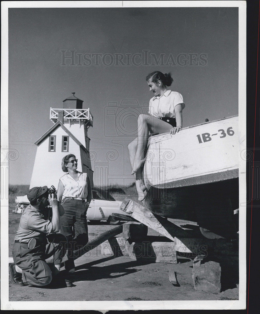 1962 Press Photo Old Lighthouse Rustico Harbour, Prince Edward Island - Historic Images