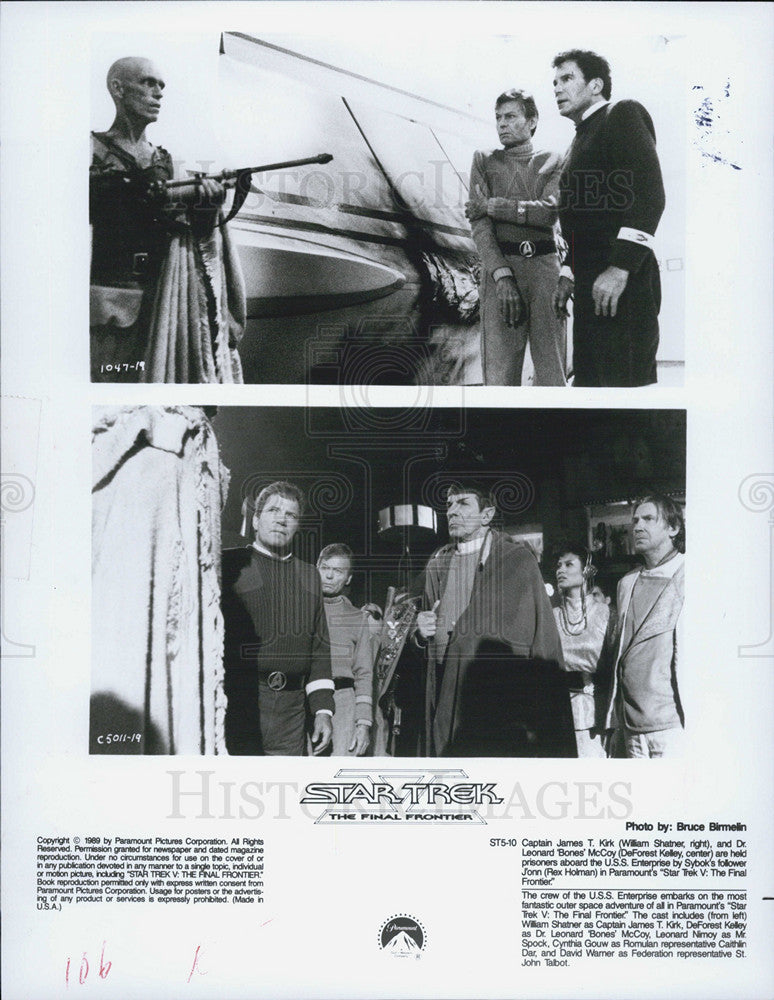 1989 Press Photo Star Trek actors,William Shatner,DeForest Kelley,Leonard DeMoy - Historic Images