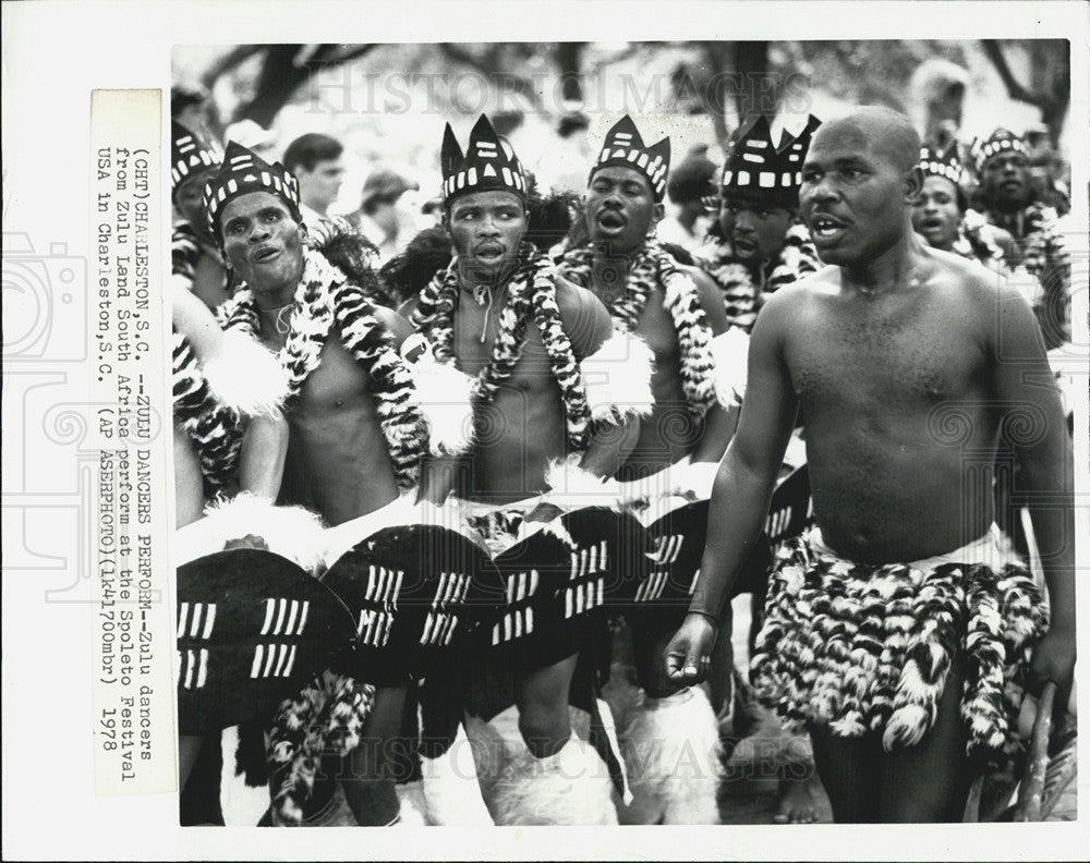 1978 Press Photo zulu dancers at Spoleto Festival in South Carolina - Historic Images