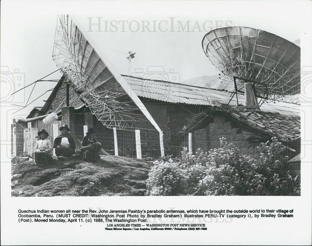 Press Photo Pastor John Pashby&#39;s Antennas Bring World to Quechua Indians - Historic Images