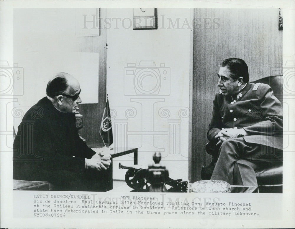 1976 Press Photo Rio De Janeiro Cardinal Augusto Pinchet President&#39;s Office - Historic Images