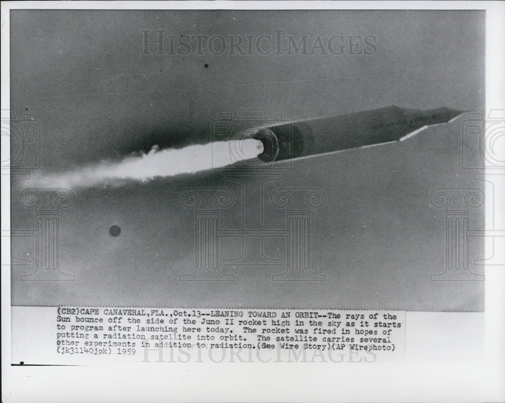 1959 Press Photo Juno II leaning toward Orbit - Historic Images