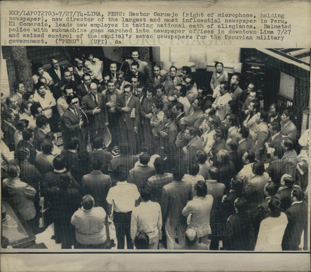 1974 Press Photo Hector Cornejo new director of the El Comercio newspaper in Peru - Historic Images