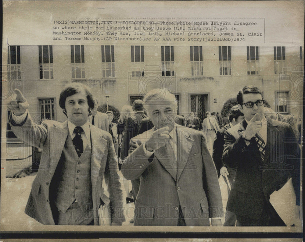 1974 Press Photo Michale St Sterlacci James St Clair And Jerome Murphy Leave US - Historic Images