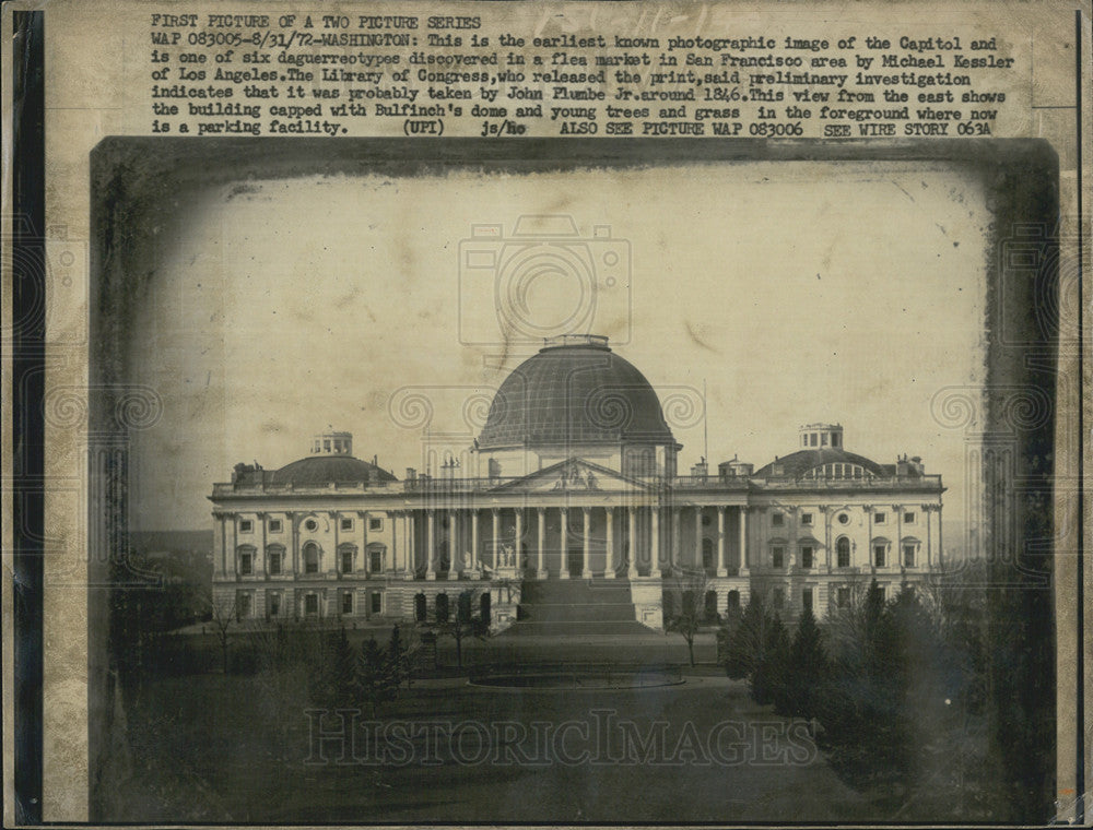 1972 Press Photo Earliest Known Photo Of The Capitol Building Around 1846 COPY - Historic Images