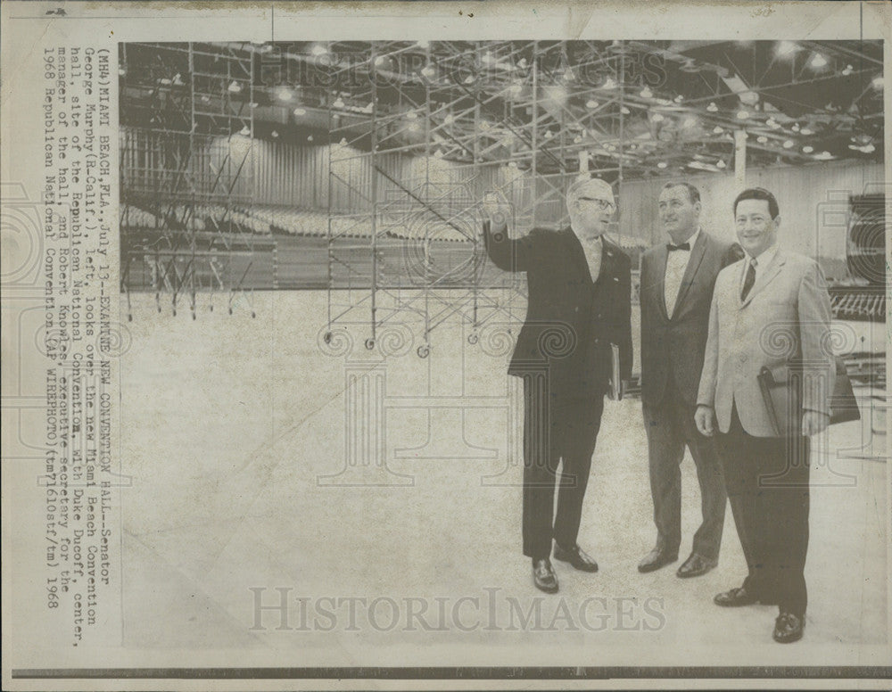 1968 Press Photo Sen George Murphy At Miami Beach Convention Hall Rep Nat&#39;l Conv - Historic Images