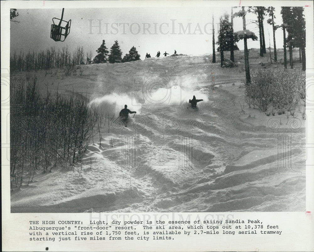 Press Photo Skiers Atop Albuquerque, New Mexico&#39;s Sandia Peak - Historic Images