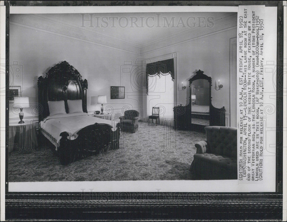 1952 Press Photo The Lincoln room at the White House - Historic Images