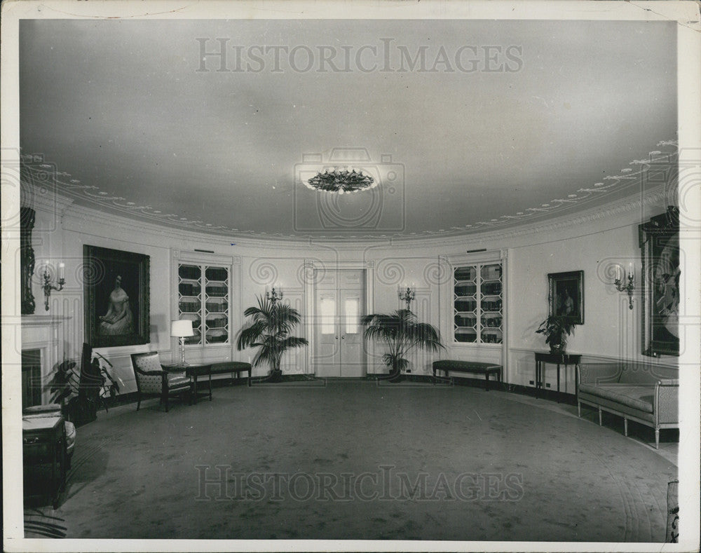 1952 Press Photo FDR&#39;s Fireside Chat Room To Be Diplomatic Recreation Room - Historic Images