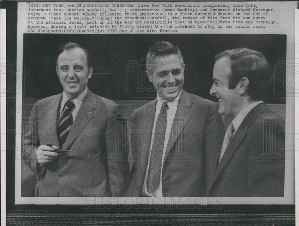 1970 Press Photo New York Senatorial Candidates Sen. Charles Goodell James - Historic Images