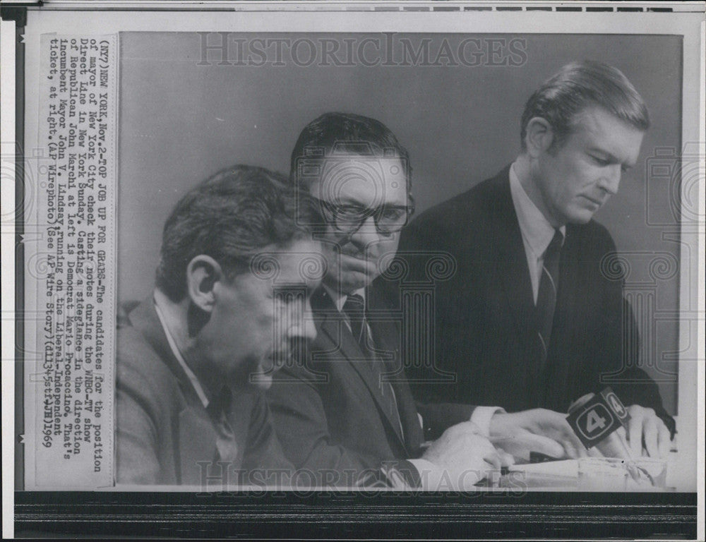 1969 Press Photo candidate Mayor New york city John Marchi Mario Procaccino John - Historic Images