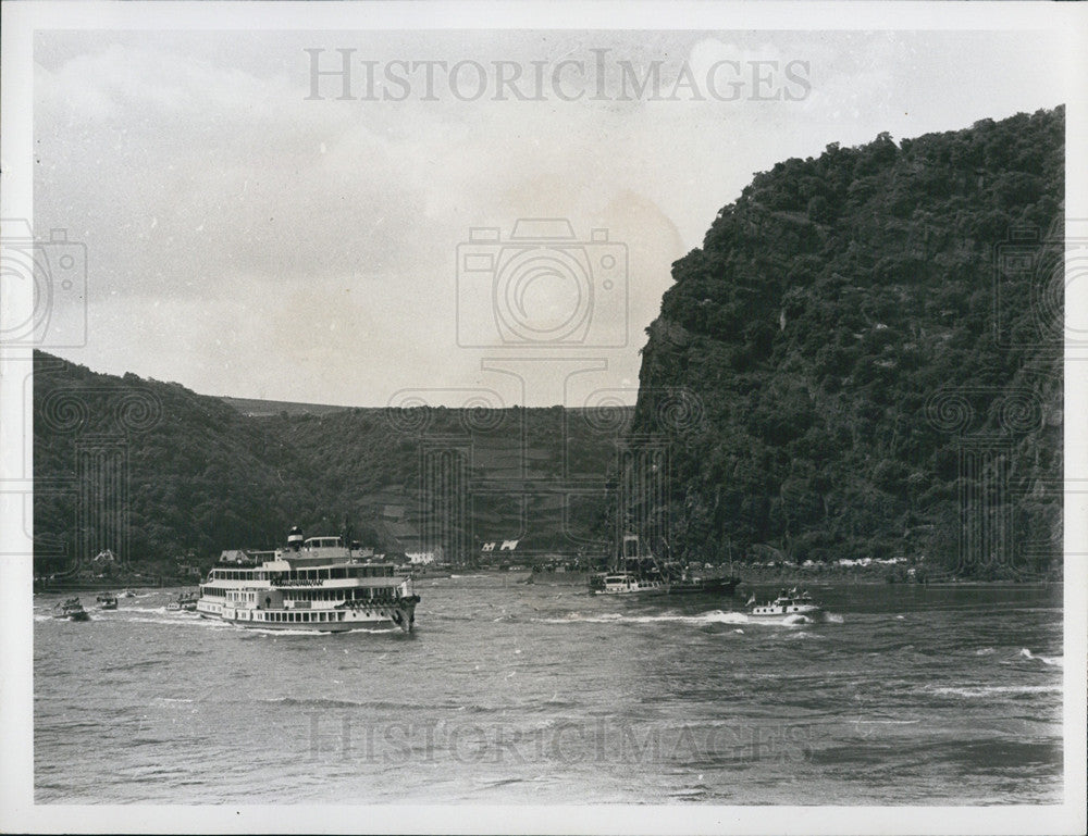 1966 Press Photo Legend of Lerelei Remains 434 Foot Rock on Rhine River - Historic Images