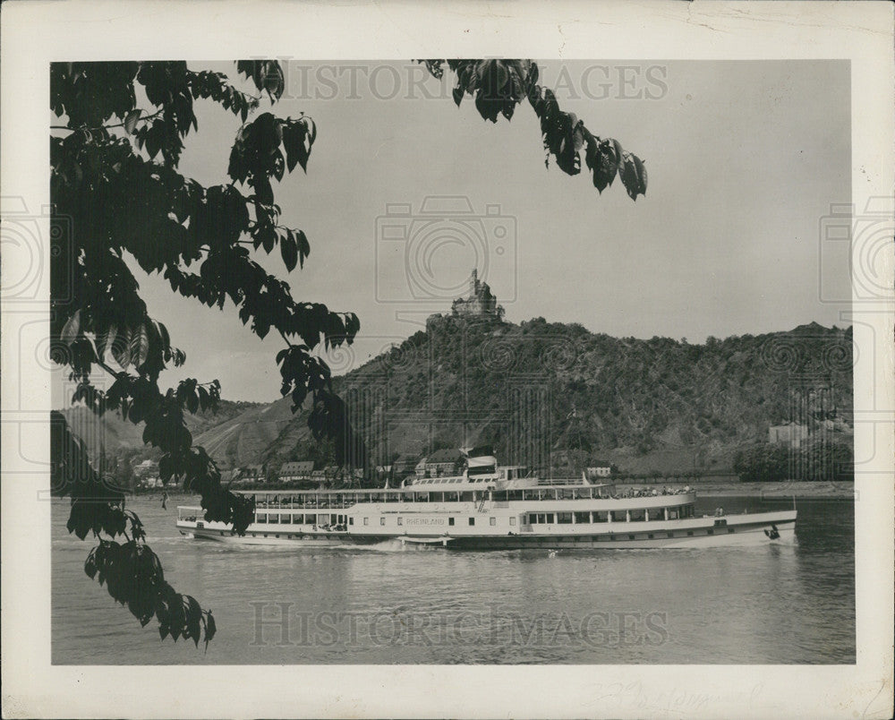 1953 Press Photo Steamship &quot;Rheinland&quot; on Rhine River Germany - Historic Images