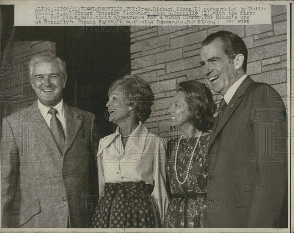 1972 Press Photo President Nixon With John And Nellie Connally Ranch Dinner - Historic Images