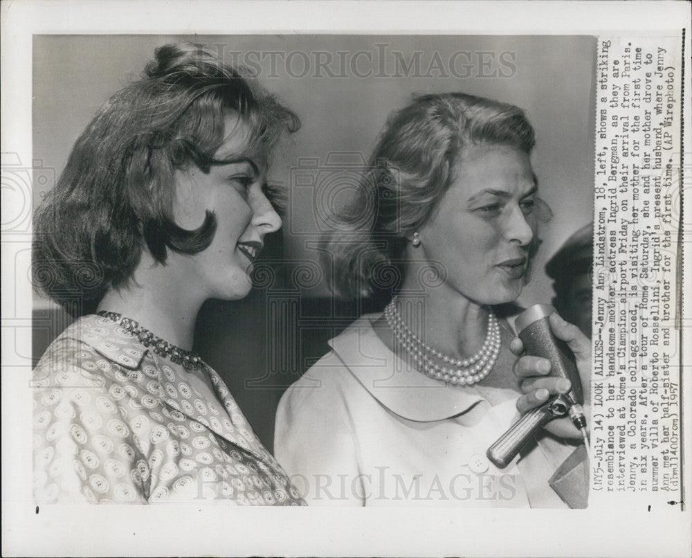 1957 Press Photo Actress Ingrid Bergman Daughter Jenny Ann Lindstrom Interview - Historic Images