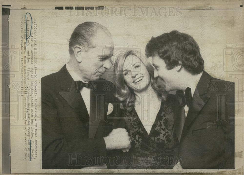 1971 Press Photo Pia Lindstrom and dad Dr Peter Lindstrom and Joe Daley - Historic Images