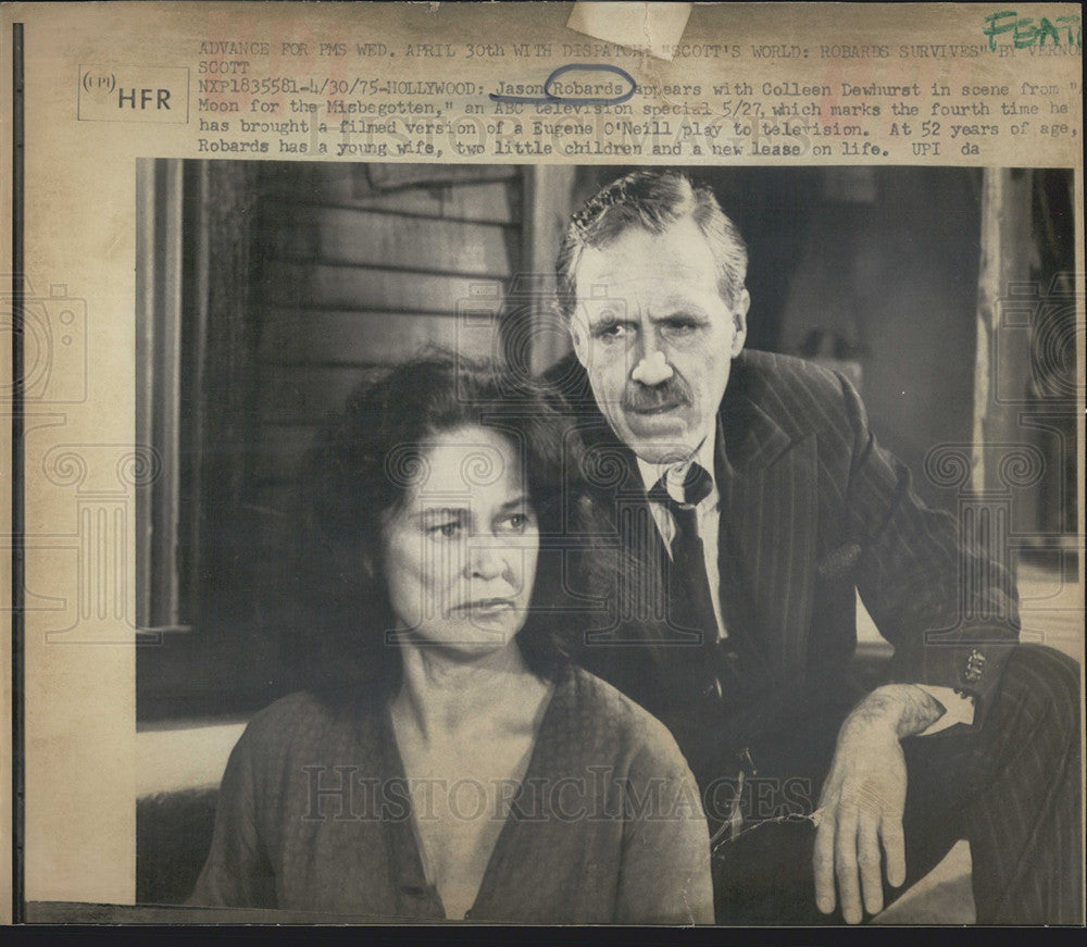 1975 Press Photo Jason Robards/Colleen Dewhurst/Actor/Actress/Broadway - Historic Images