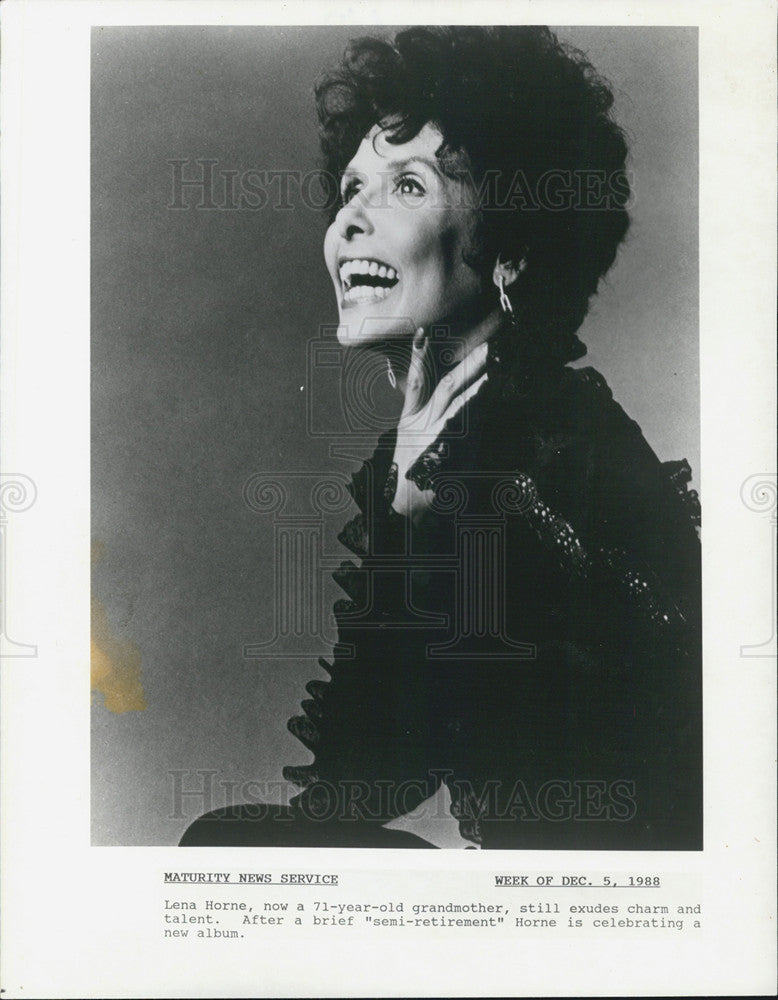 1988 Press Photo Lena Horne/Singer/Actress/Dancer/Civil Rights Activist - Historic Images