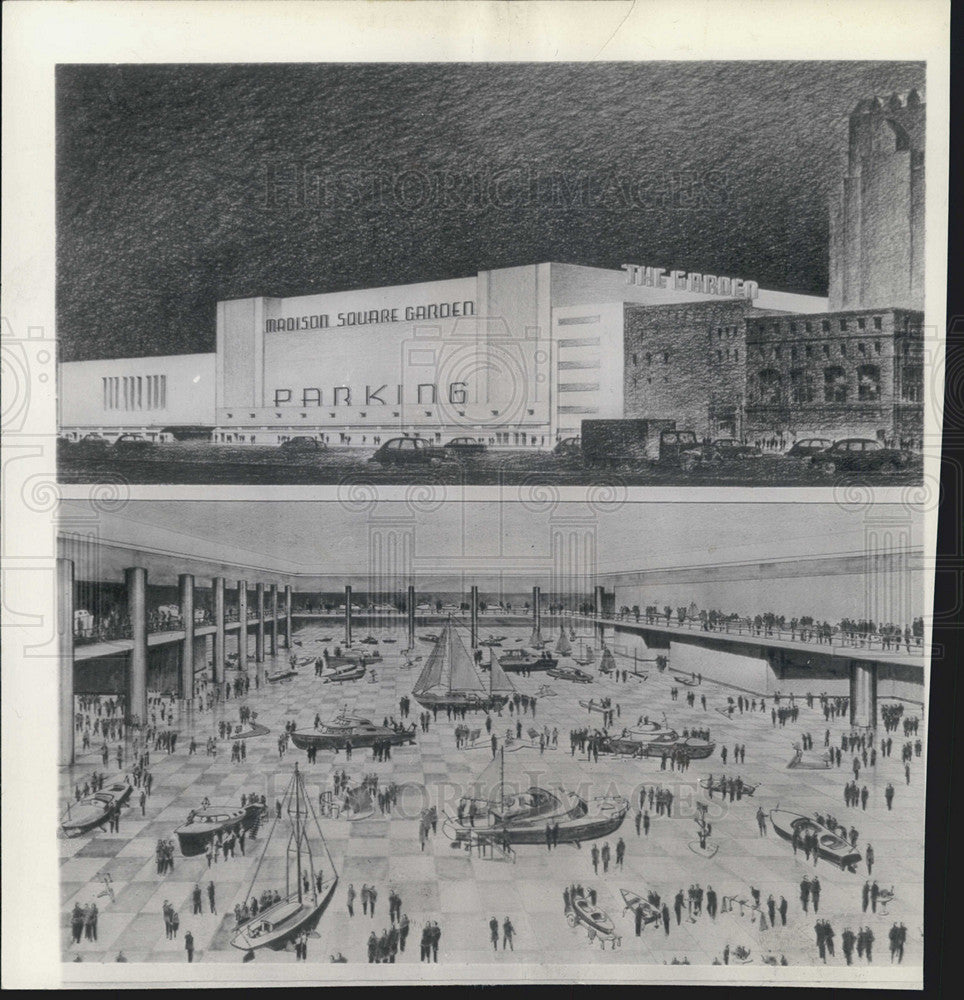 1946 Press Photo Architects drawings of a the new Madison Square Garden - Historic Images