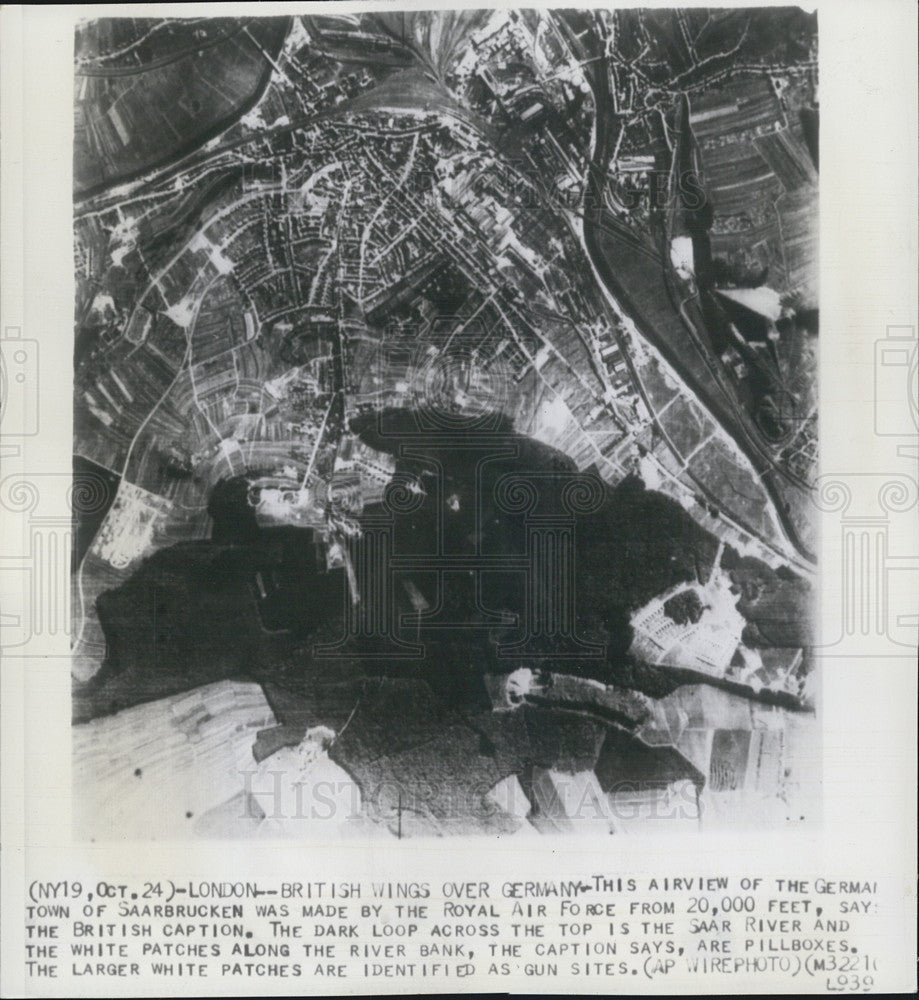 1939 Press Photo Aerial of German Town of Saarbrucken By Royal AF At 20k Ft - Historic Images