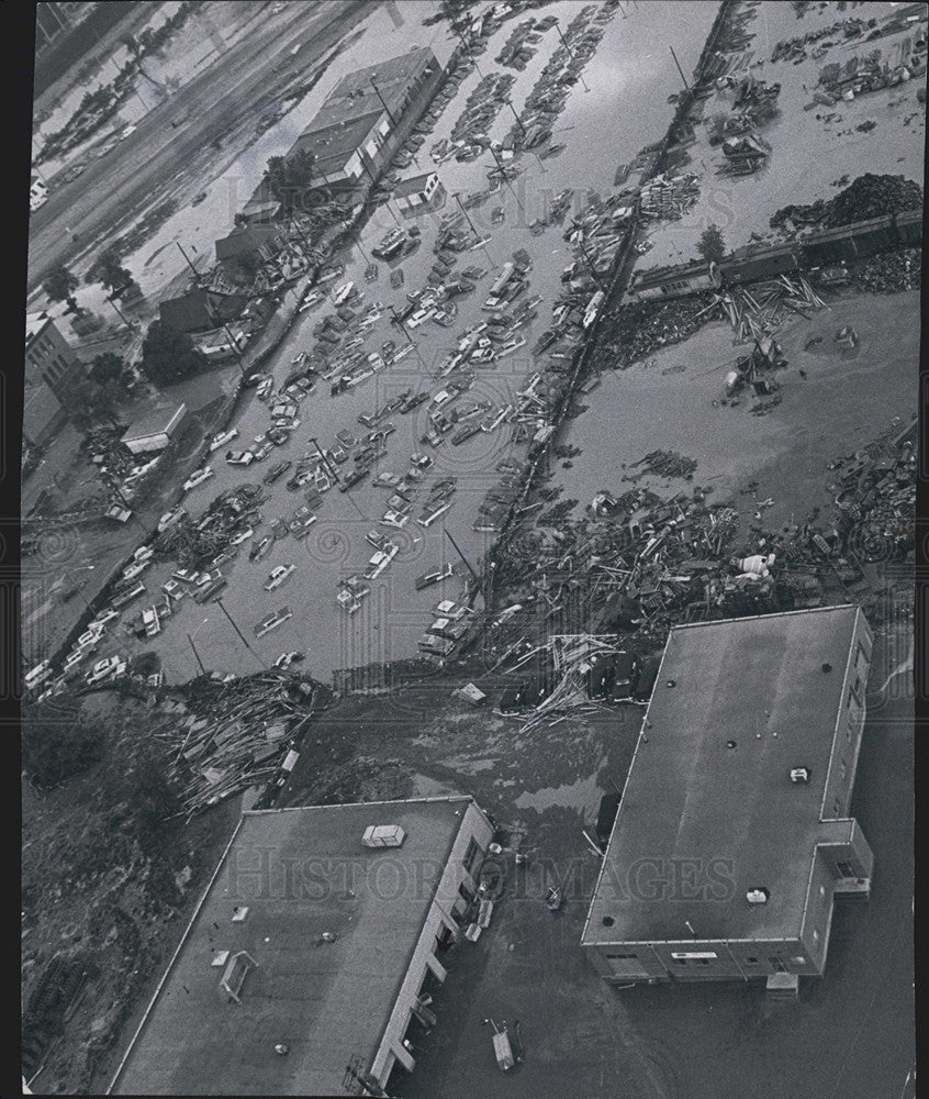 1965 Press Photo Aerial view of the devastation after the Platte River overflowed - Historic Images