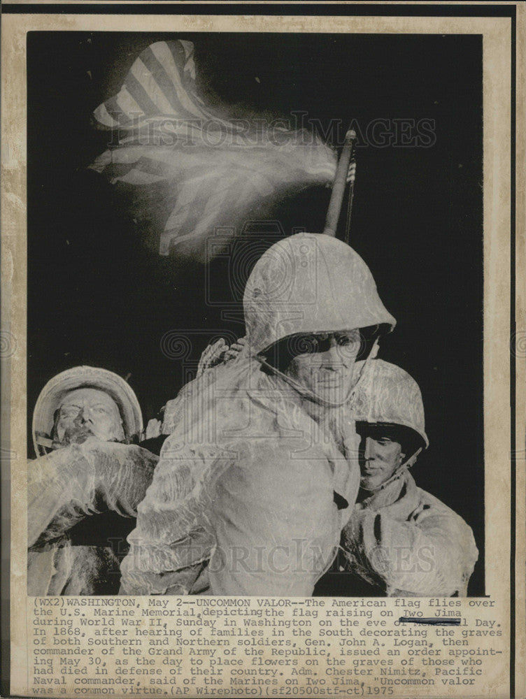 1975 Press Photo The U.S. Marine Memorial in Washington D.C. - Historic Images