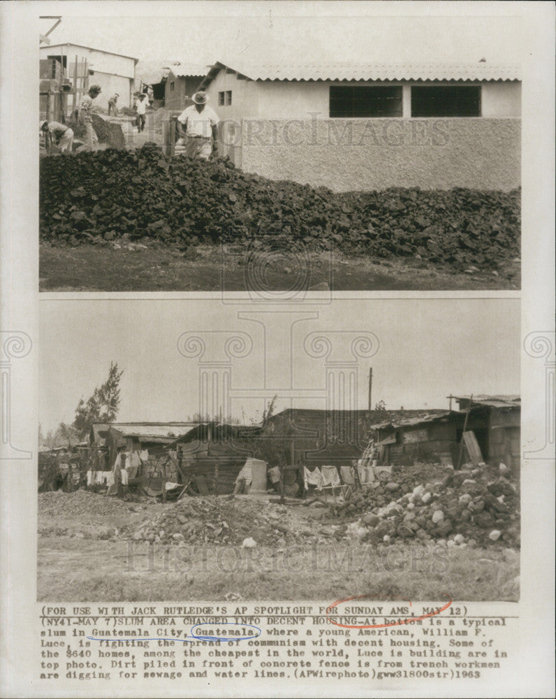 1963 Press Photo Slum In Guatemala City Guatemala-Cheapest Bldgs In the World - Historic Images