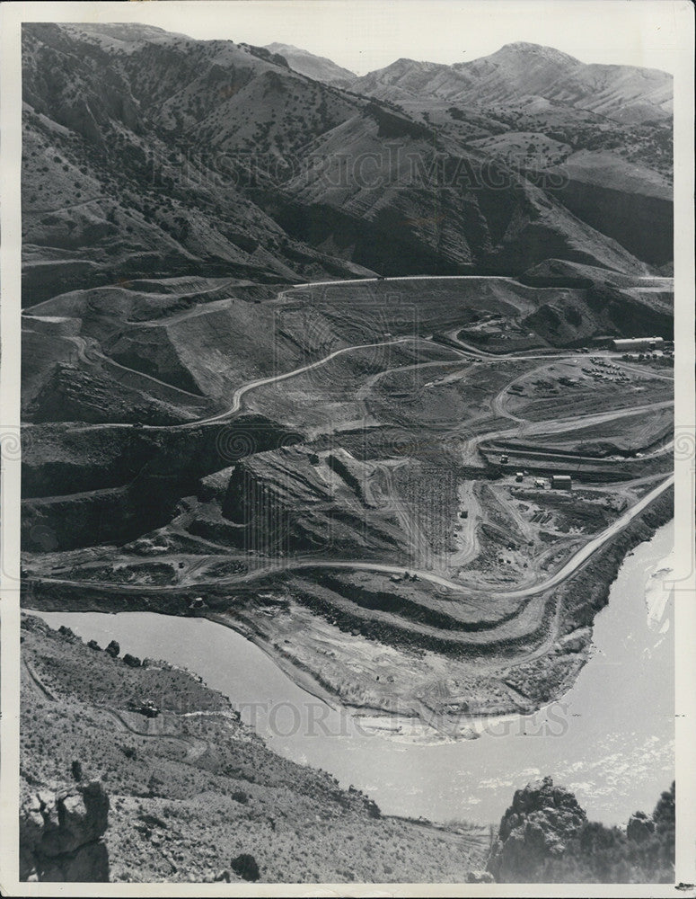 1949 Press Photo Boysen Dam Project Wyoming Aerial View - Historic Images