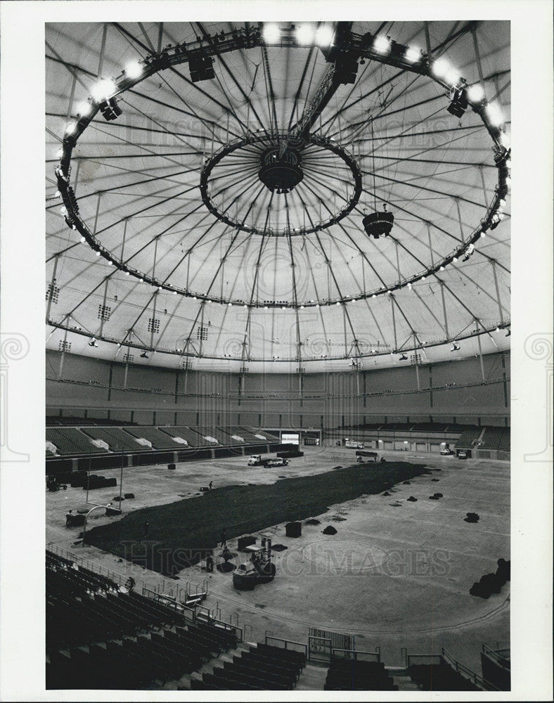 1991 Press Photo Grass Being Installed Florida Suncoast Dome First Football Game - Historic Images