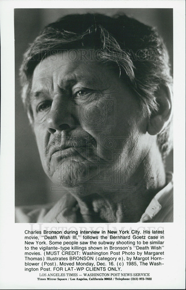 1985 Press Photo Charles Bronson stars in &quot;Death Wish 3&quot; - Historic Images