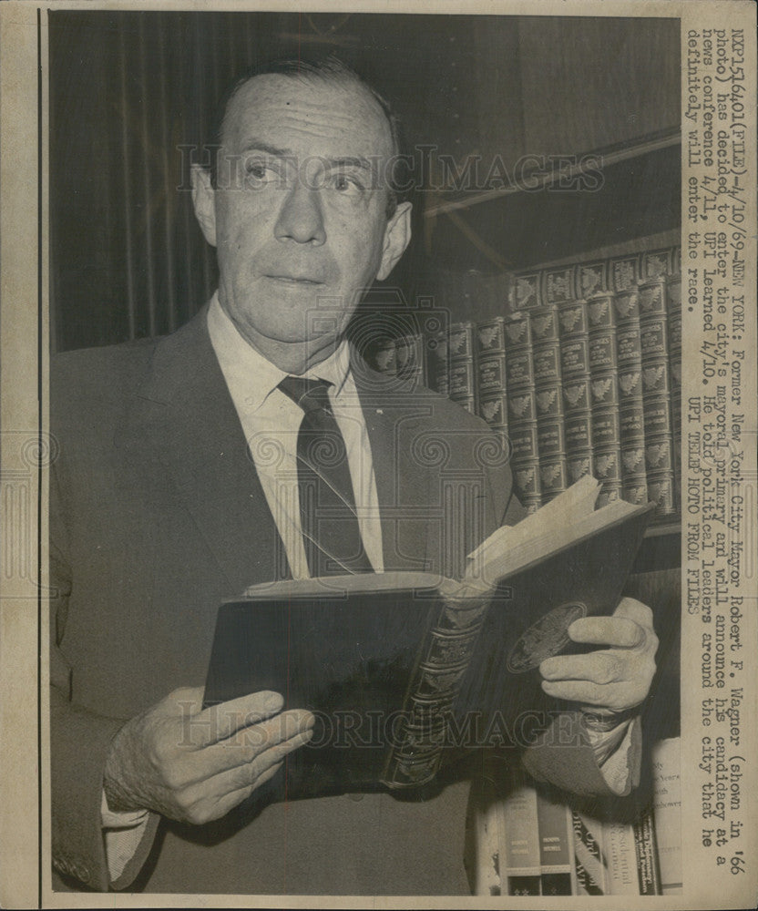 1969 Press Photo Former NYC Mayor Robert Wagner will re-enter race for NYC&#39;s mayor - Historic Images