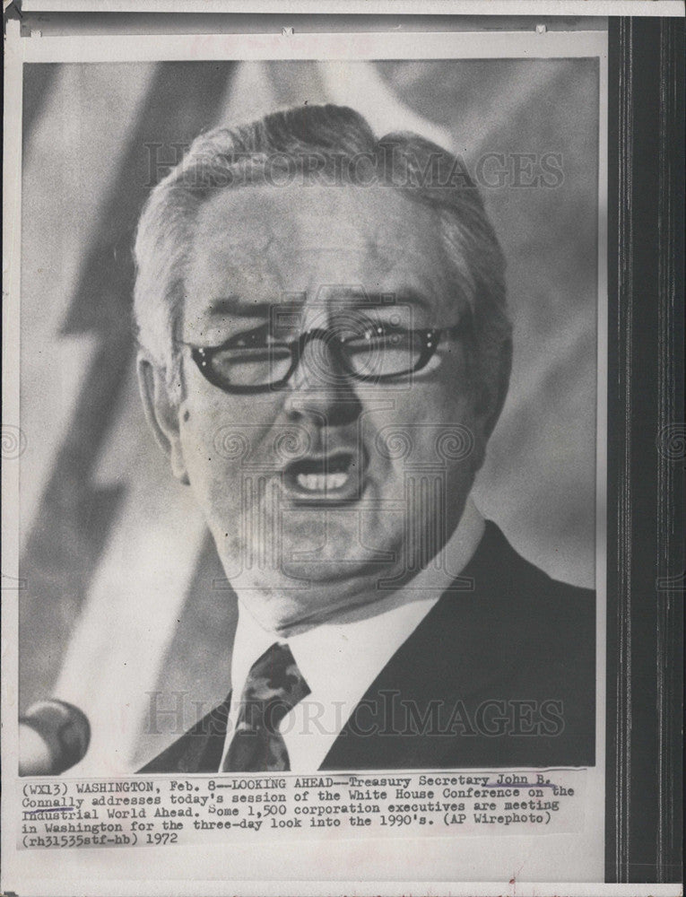 1972 Press Photo Treasury Secretary John Connally Address White House Conference - Historic Images