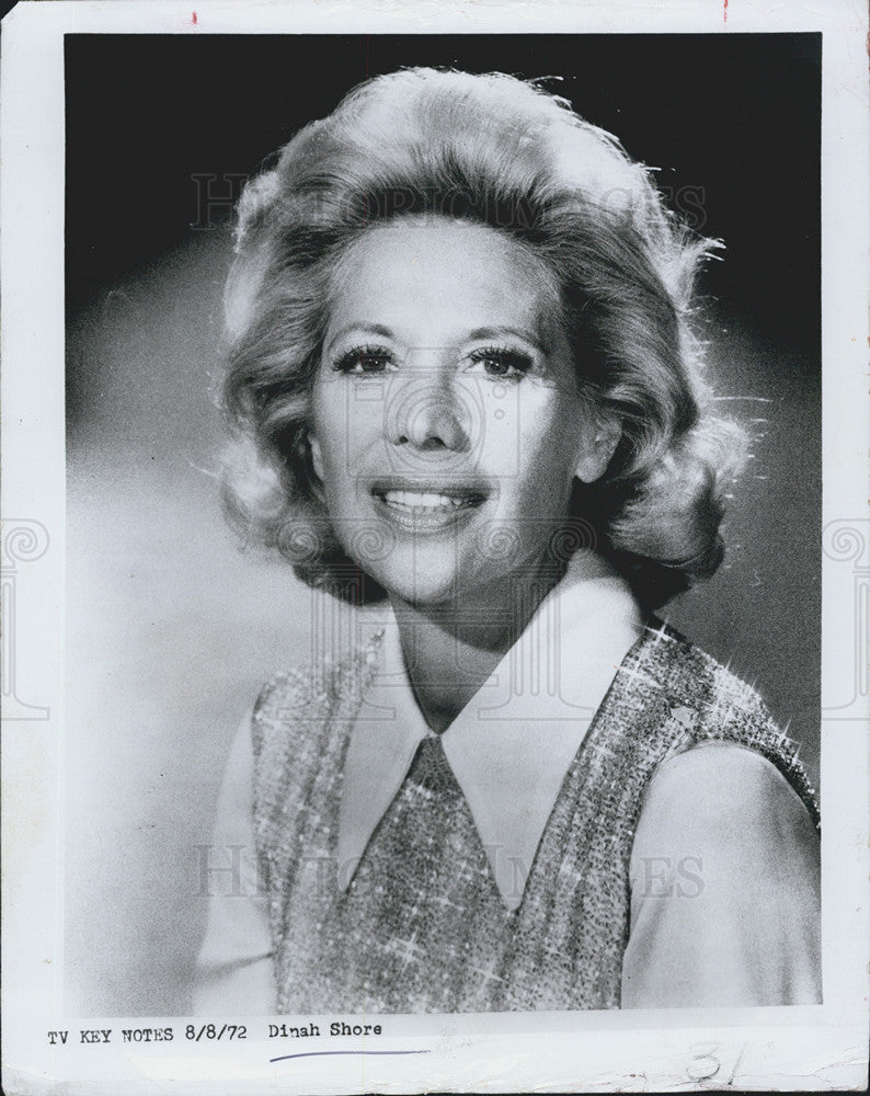 1972 Press Photo Dinah Shore, American Actress - Historic Images