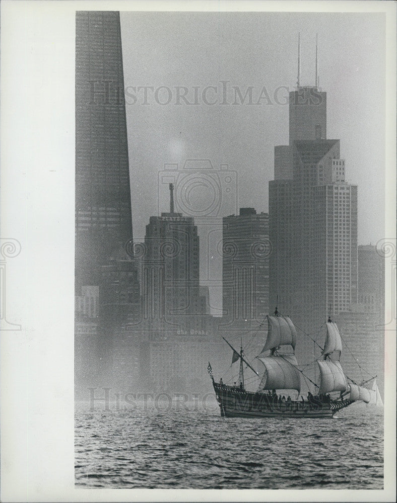 1983 Press Photo Replica Of Dutch Merchant Ship-Red Lion In Chicago - Historic Images