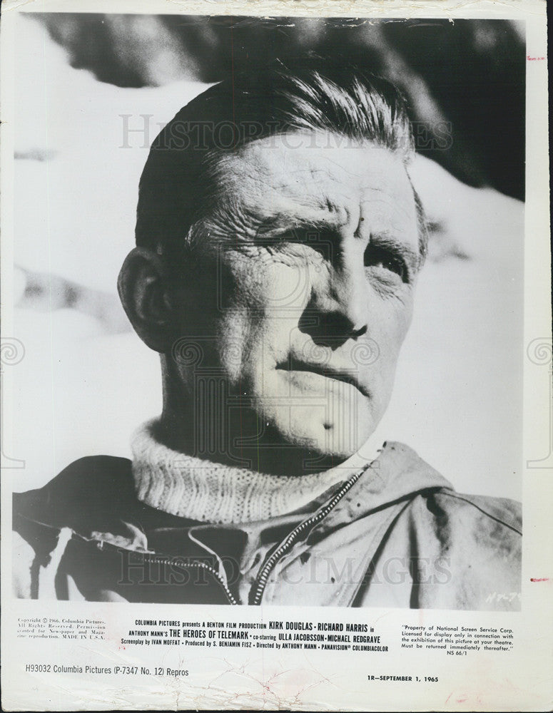 1965 Press Photo Kirk Douglas in The Heroes Of Telemark - Historic Images