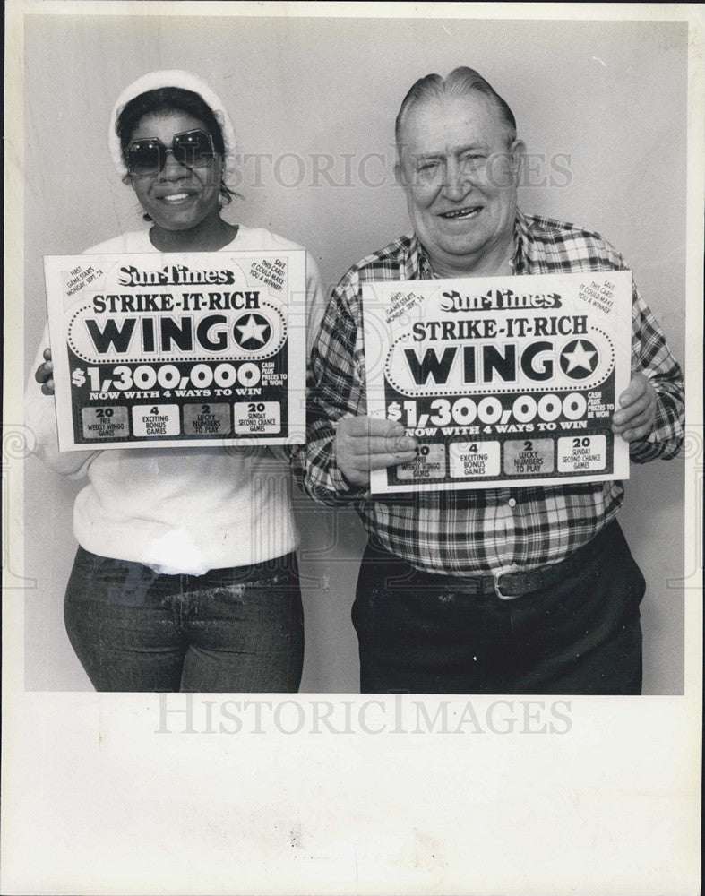 1985 Press Photo WINGO winners Louise Jackson and John Zaucha - Historic Images