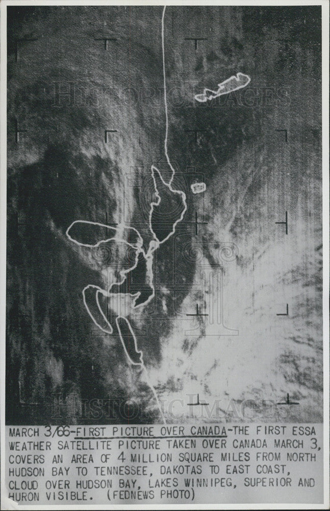 1966 Press Photo First Essa Weather Satellite Picture Over Canada- 4 Mill Miles - Historic Images