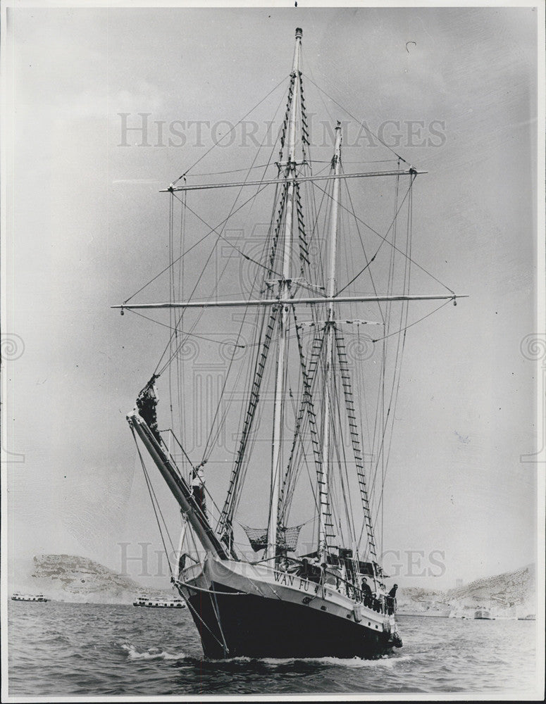 1970 Press Photo Hon Kong Hilton&#39;a Ship Wan Fu Replica Of 1840 Brigantine Of - Historic Images