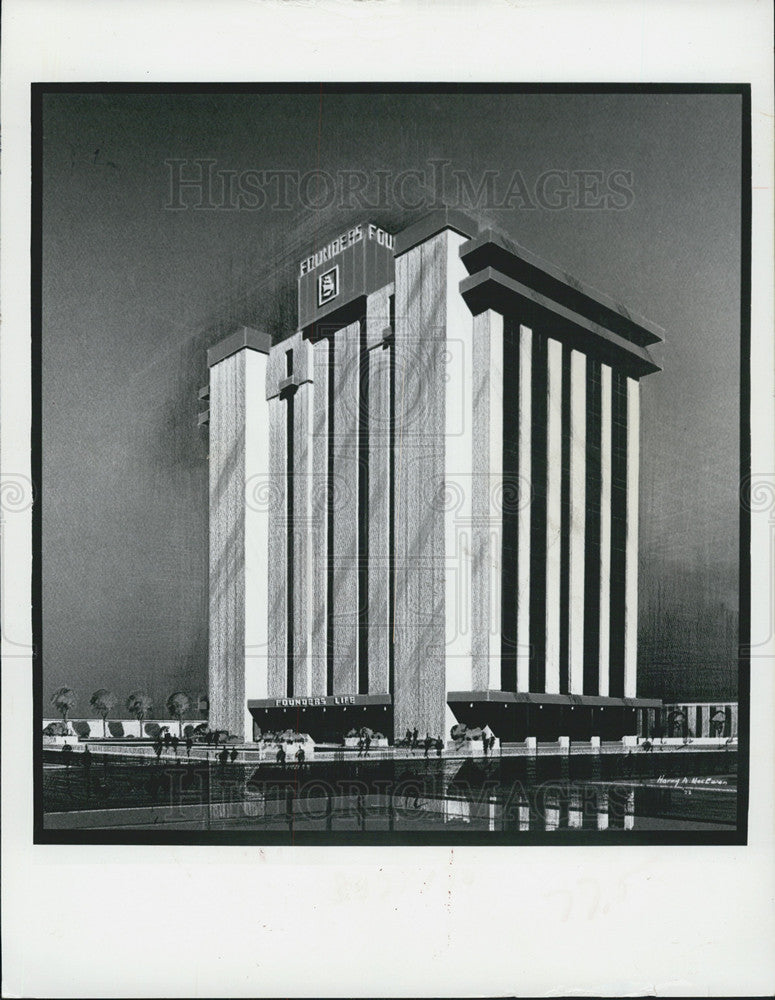 1973 Press Photo The Founders Life Insurance Co. building in Tampa, Florida - Historic Images