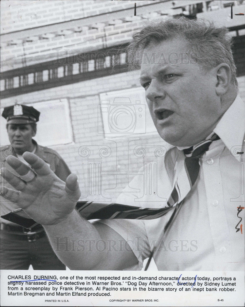 1976 Press Photo Charles Durning Portrays Detective in &quot;Dog Day Afternoon&quot; - Historic Images